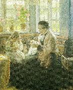 Laurits Tuxen kunstnerens moder bertha tuxen med barnebarnet nina Germany oil painting artist